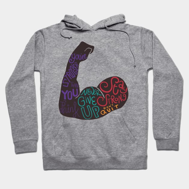 arm bicep never give up you’re stronger than you think Hoodie by ziondesign